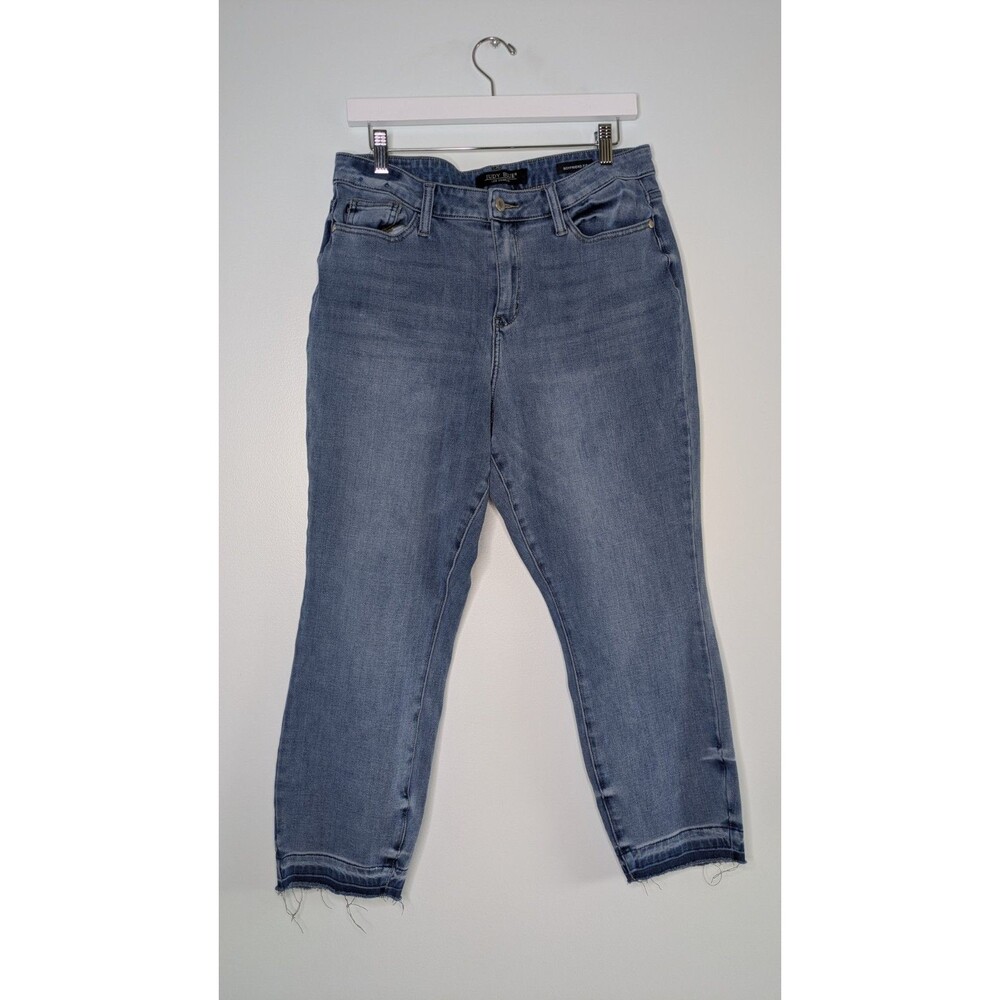 Judy Blue ThermaDenim Boyfriend Jeans 11/30 High Waist Frayed Raw Hem JB88208